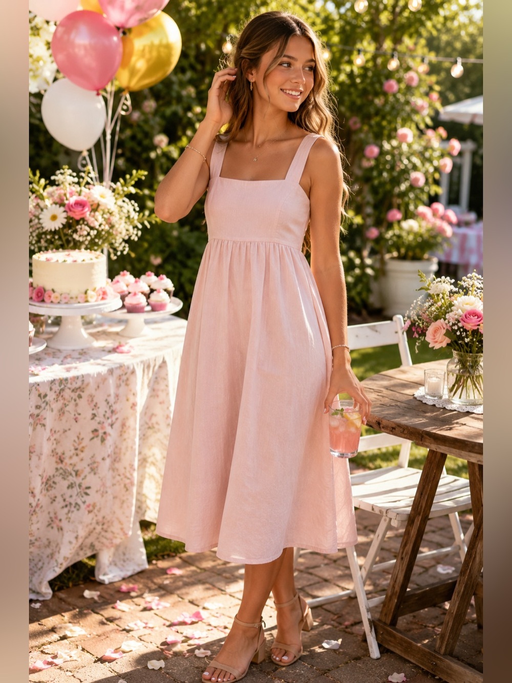 NWT Side Pocket Serena Babydoll Dress Rushing In Pink Size Small. MSRP $60
